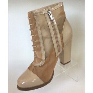 NEW KELSI DAGGER Zaza Blush/Natural Patent Leather/Mesh Oxford Bootie (Size 7 M)